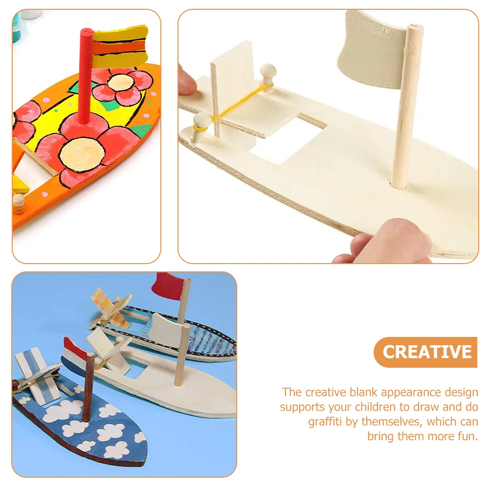 

10pcs Diy Wooden Sailboat Kit Blank Craft For Kids Painting Graffiti Home Decoration Wood Boat Crafts School Party Gift