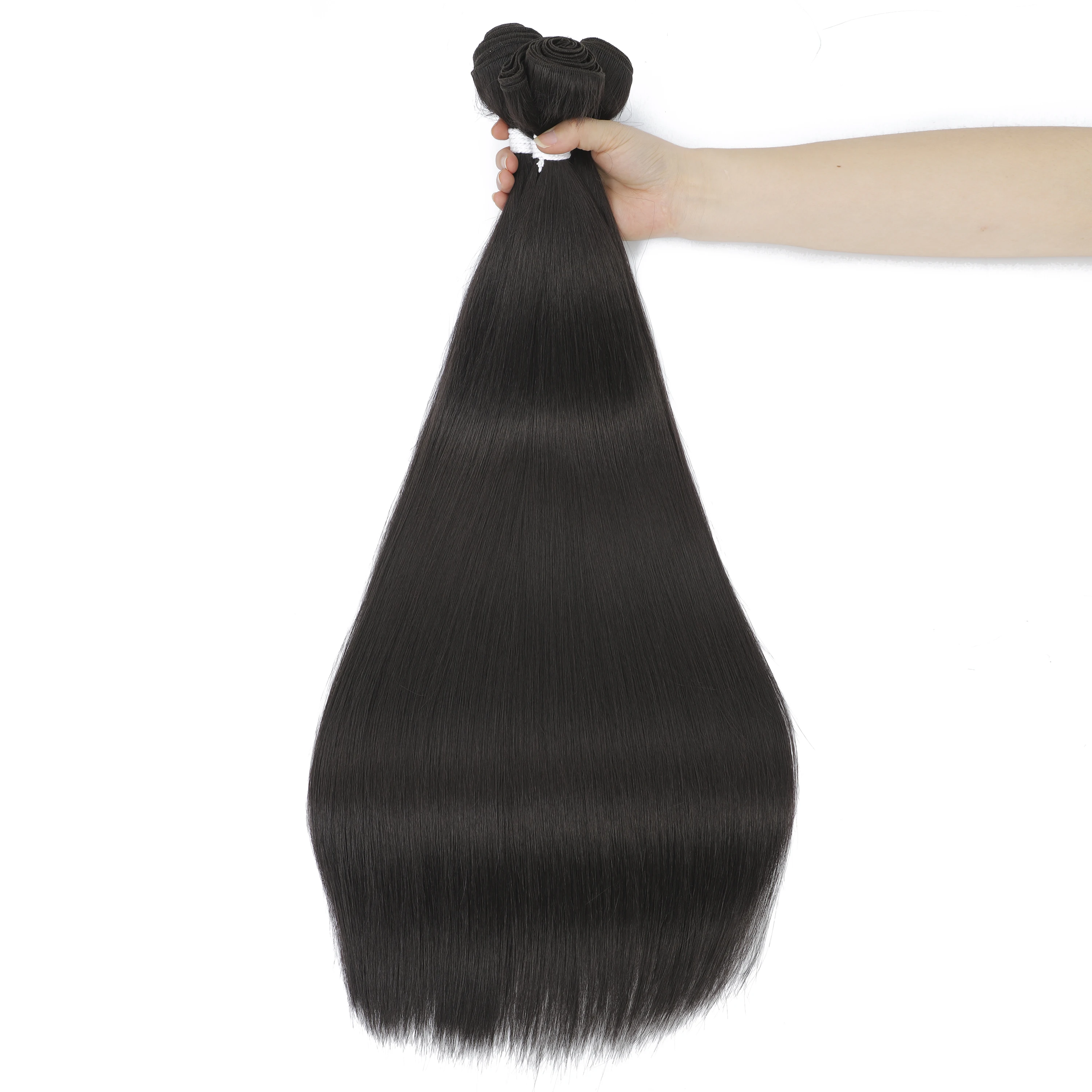 Extensiones de pelo liso de 26 pulgadas, resistente al calor de fibra ombré mechones de pelo, tejido de pelo sintético liso