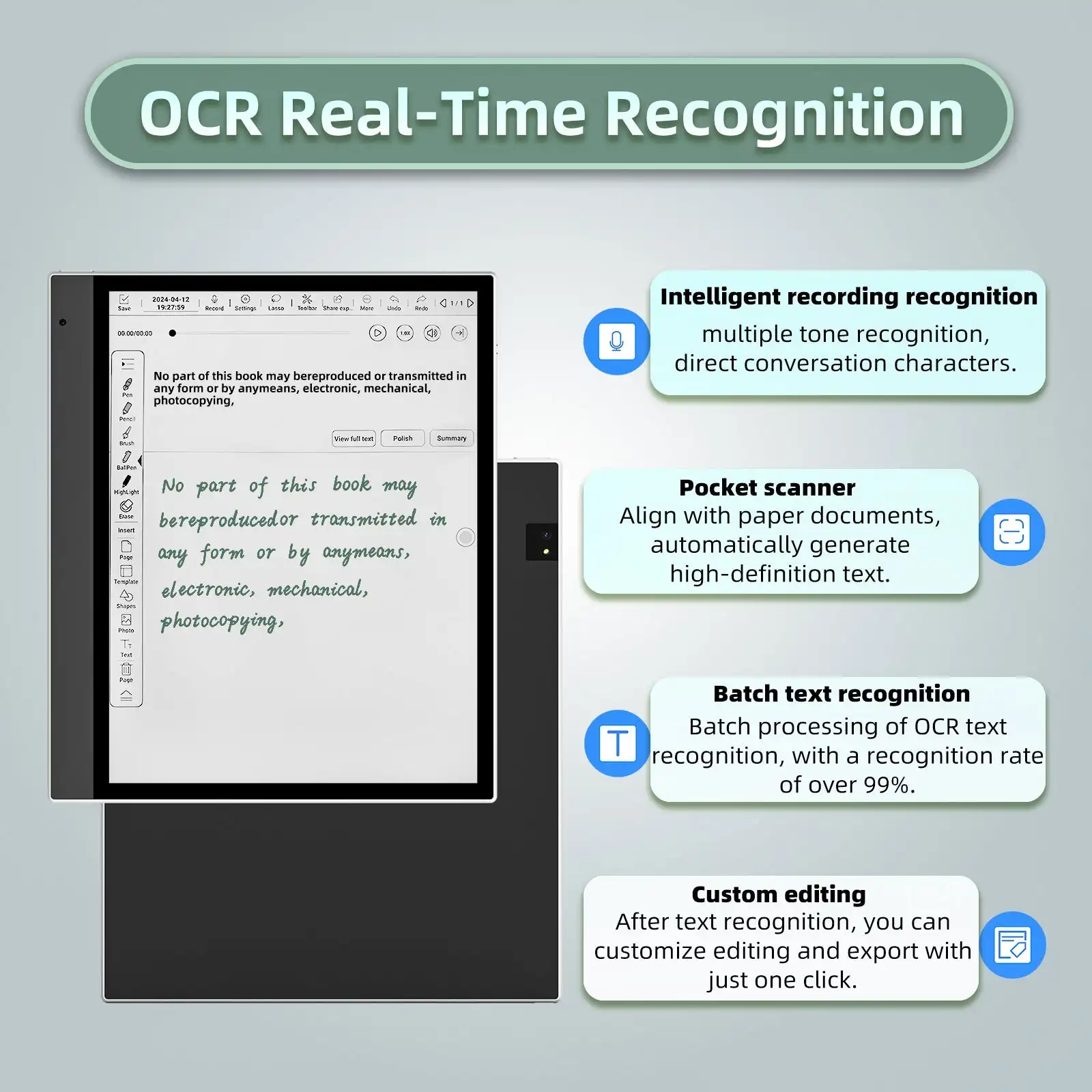 BigMe-InnoteX Color EInk Tablet, 10.3 ", Leitor de Livros Eletrônicos, E Ink Paper Tablet, Sistema Android Aberto, Suporte a Aplicativo Kindle