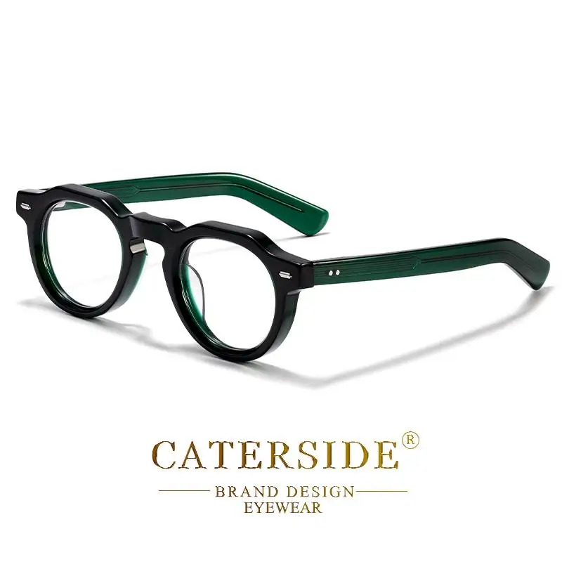 CATERSIDE Vintage Runde Männer Optische Gläser Rahmen Acetat Hohe Qualität Pin Core Dicken Rahmen Gläser Frauen Dekoration Brillen – Detail 10