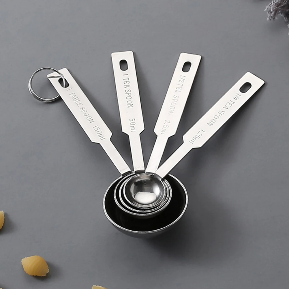 

4 Pcs Measuring Spoon Tool Cooking Milk Powder Baking Cup Stainless Steel Weighing