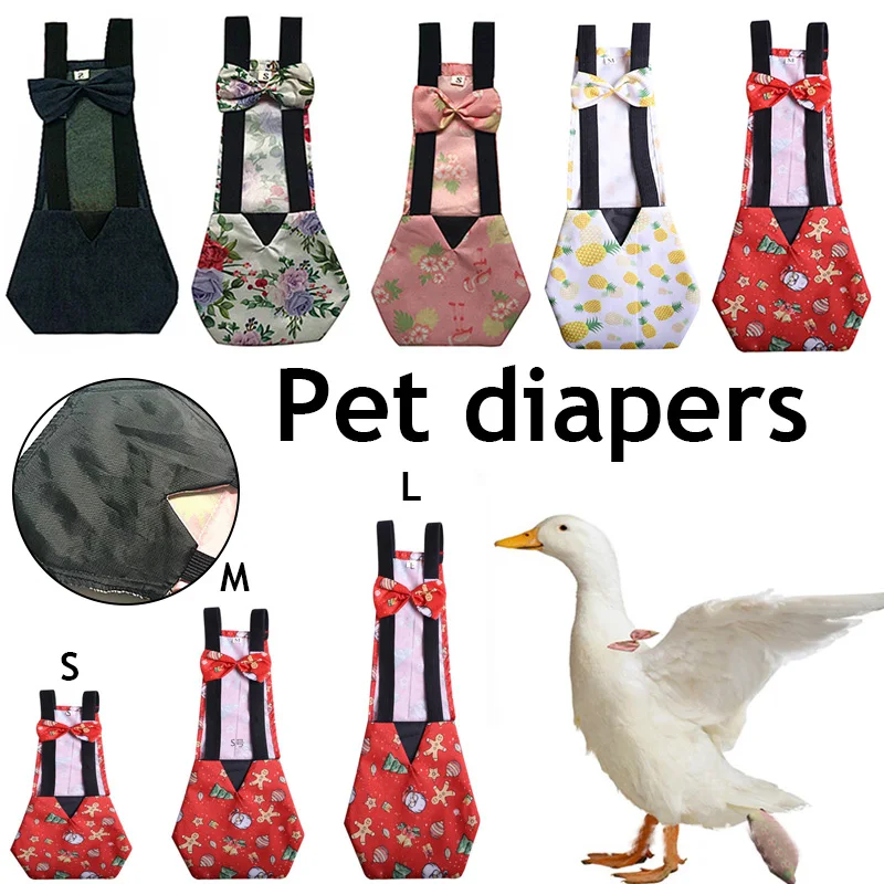 

Chicken Physiological Pants Goose Flight Suits Duck Diapers Washable Nappy Adjustable Pet Clothes With Elastic Band Hen Vest