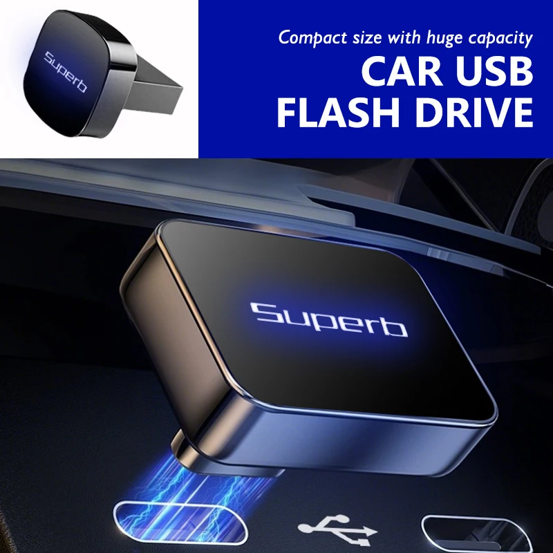 Автомобильный портативный накопитель 32 ГБ/64 ГБ квадратный USB-флешка для Skoda Superb Citigo Enyaq VisionS Derivative Yeti Scala