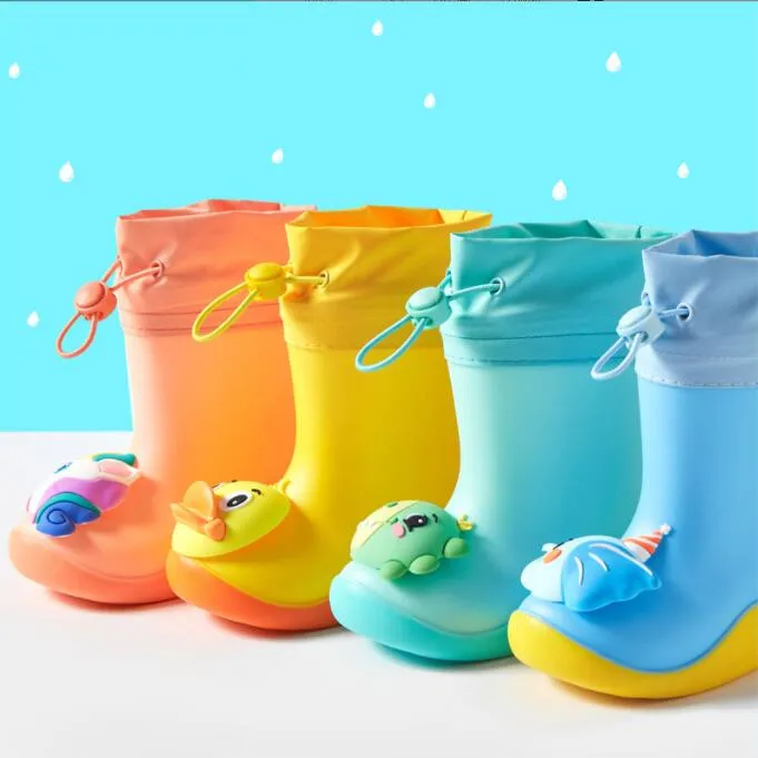 Stivali da pioggia per bambini per ragazzi simpatici animali scarpe da acqua per bambina stivali da pioggia caldi in peluche stivali da pioggia per bambini Drop Shipping