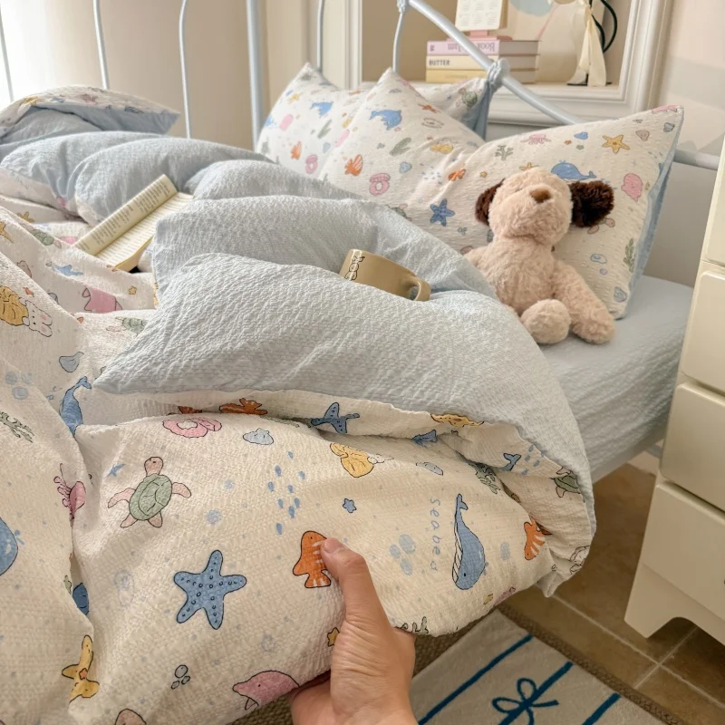 

Cartoon Style Bedsheet Set Bedding Skin-friendly Bed Linen Set 이불세트 Single/Double/Queen/King Size Bedclothes постельное белье