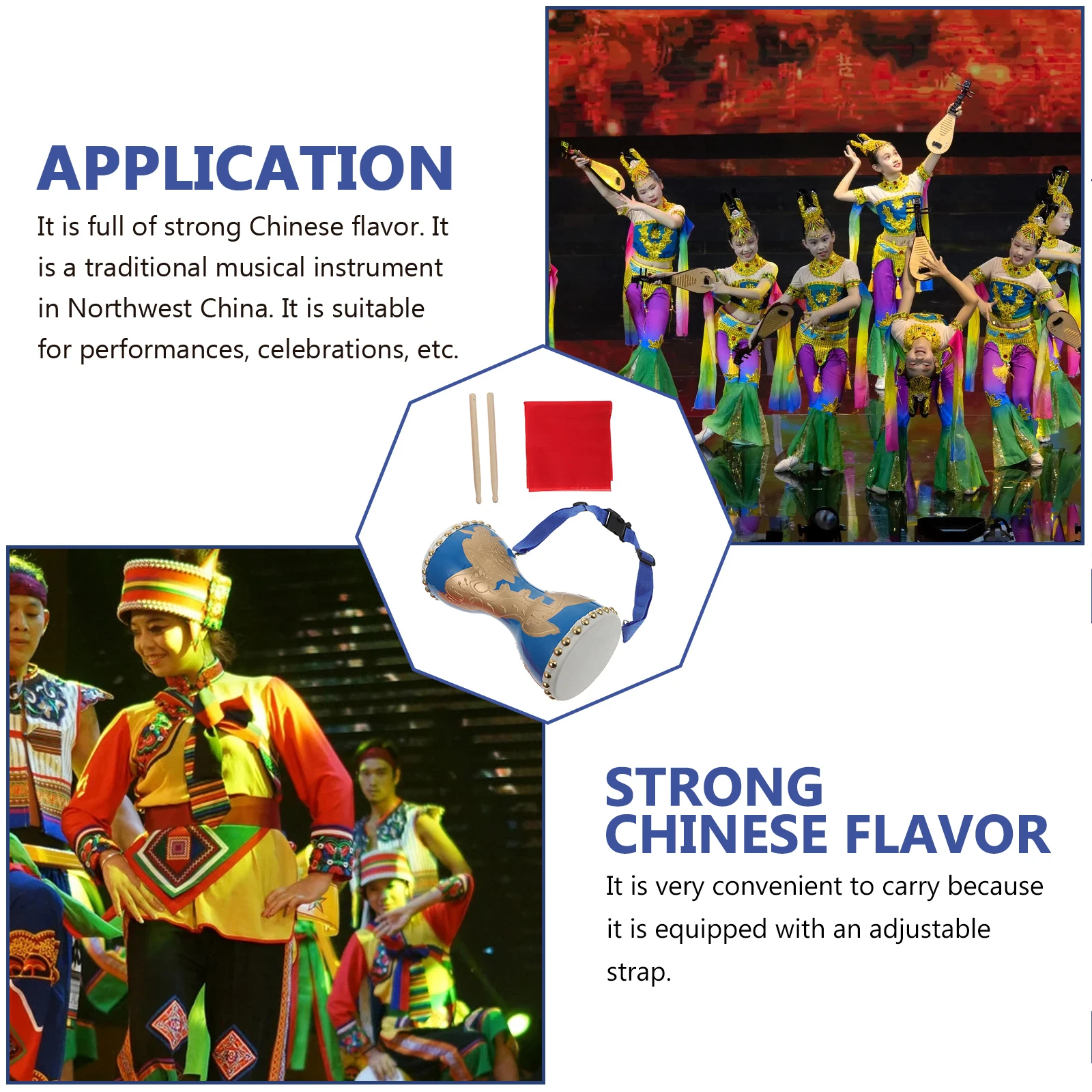 

Tambourine Fitness Drum Beat Child Musical Instruments Material Traditional Chinese Waist