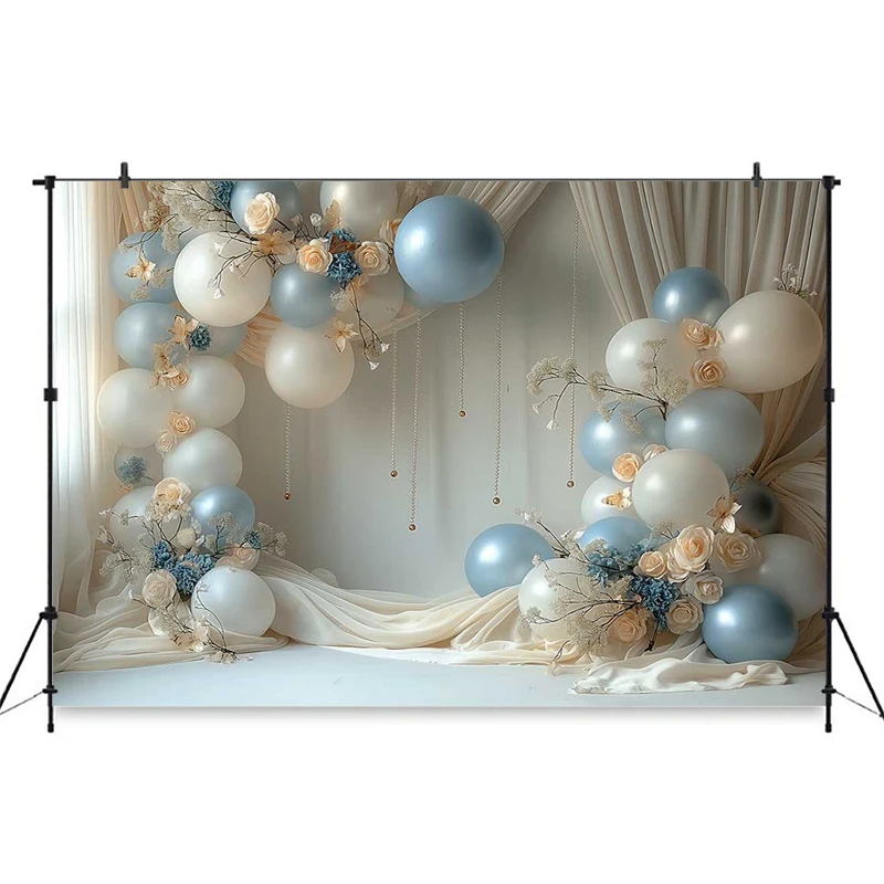 Art Flower Wall Photography Backdrop Yellow Bluey Balloon Butterfly Rose Palace Background Wedding Decoration Photozone Backdrop