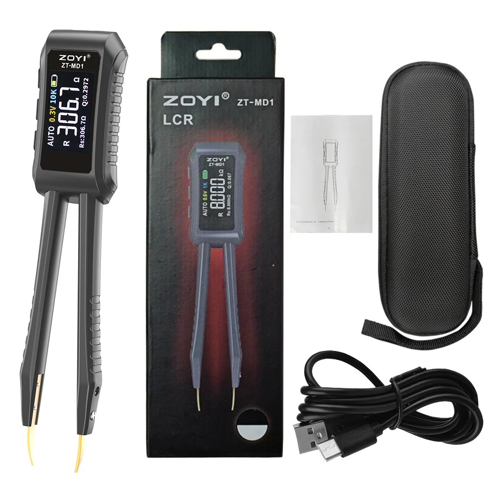 ZOYI ZT-MD1 Mini Digital Tweezer LCR SMD ESR Tester Resistance Capacitance Inductance Continuity Diode Test Measurement Tools