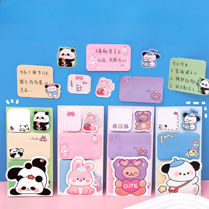 1 Pieces Lytwtw's Lovely Animal Panda Rabbit Bear Dog Sticky Notes Memo Pad Paper School Supplies Planner Stickers Stationery