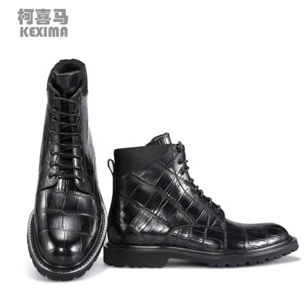 KEXIMA cestbeau new arrival  crocodile leather  Men crocodile boots crocodile  tooling high help  male shoes