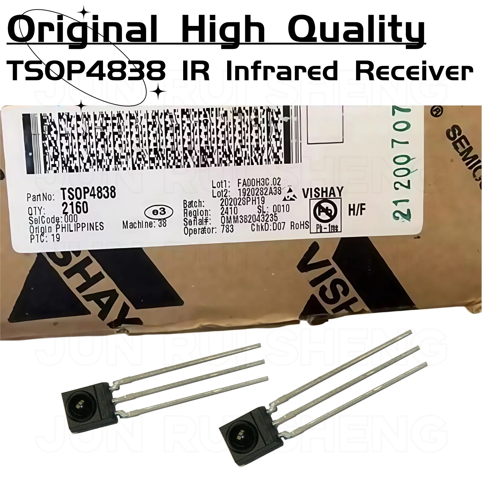 10PCS Original TSOP4838 VISHAY P4838 IR Infrarot Empfänger Sensor TSOP 4838 DIP-3 38kHz 45m Für PCM remote Modul Steuerung Systeme