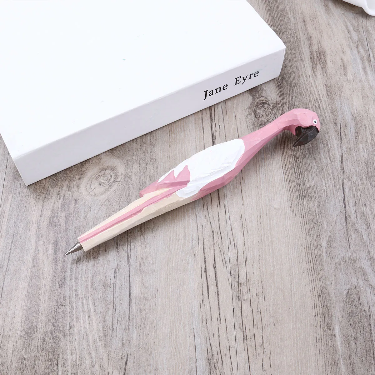 Wooden Flamingo Ballpoint Pen Handmade Carved Writing Instrument Smooth Ink Flow Lightweight Comfort Grip Perfect for School
