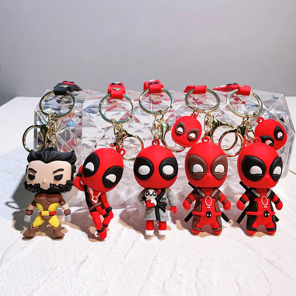 Deadpool Wolverine Keychain Marvels Movie Figure Key Ring Accessories Boys Men Bag Pendant Decoration Keychains Birthday Gifts