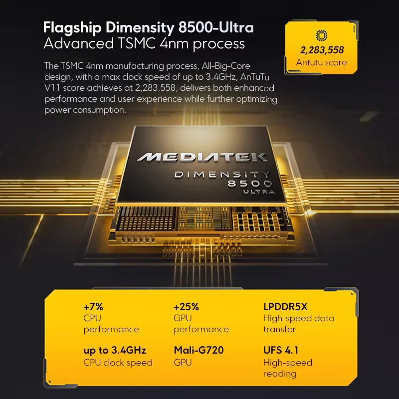 Image 7: Version globale du smartphone POCO X8 Pro, processeur Dimensity 8500-Ultra, batterie 6500 mAh, écran AMOLED 6,59 pouces 1,5K 120 Hz, 50 MP