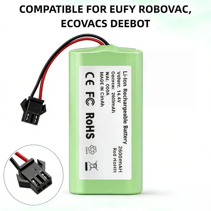 

14.4V 2600mAh Durable Rechargeable Li-ion Battery for Ecovacs Deebot N79 N79S Tesvor X500 Robovac11 Robot Vacuum Cleaner Battery