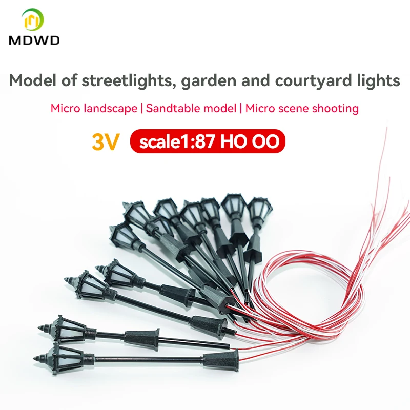 5PCS 6.7CM Model Railway LED Lamp Garden Street Light HO  Scale 1:87 For Diorama Layout Building