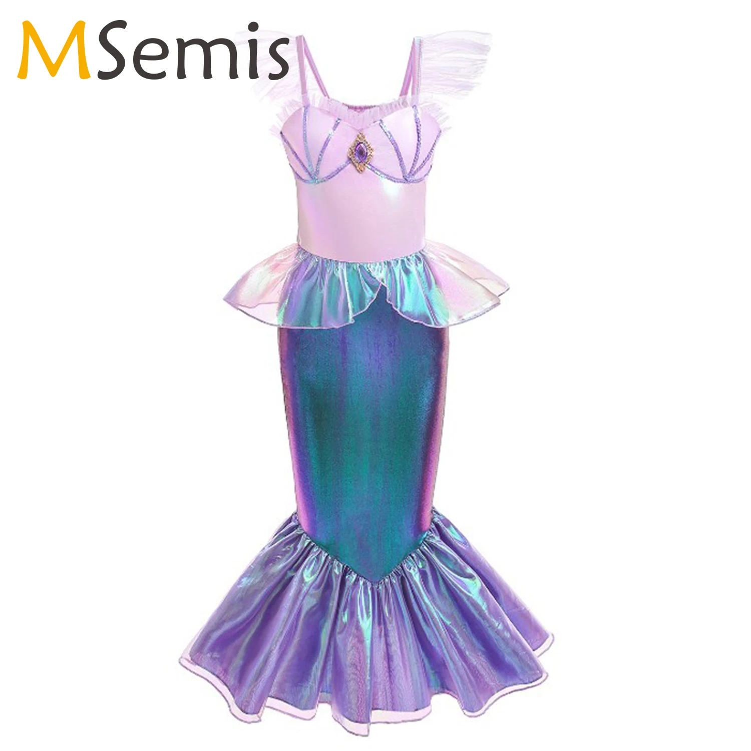 

Mermaid Princess Costume Kids Dress For Girls Halloween Cosplay Children Birthday Party Clothes Sleeveless Shiny Mermaid Dress