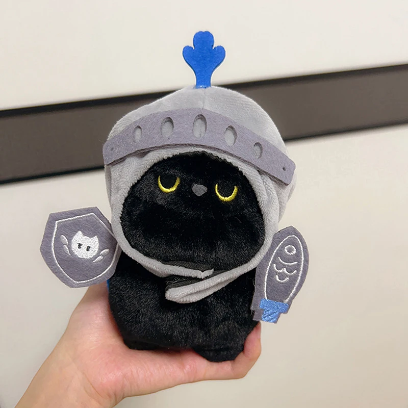 Creative Bag Pendant Black Cat Knight Doll Keychain Cute Cartoon Small Cat Design Plush Animal Doll For Women Gifts