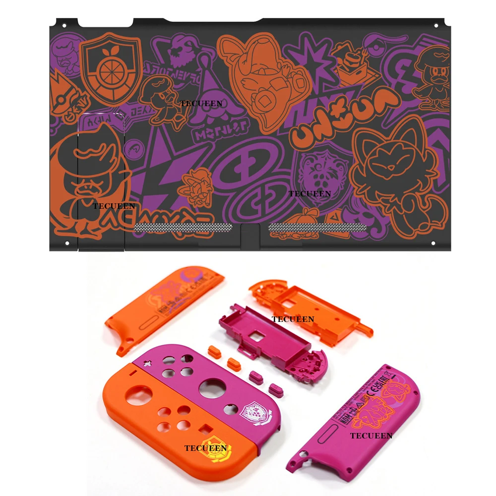 PM Scarlet Violet Edition 교체 쉘 Nintendo 스위치 콘솔 및 Joy-Con DIY 부품 하우징 케이스 액세서리