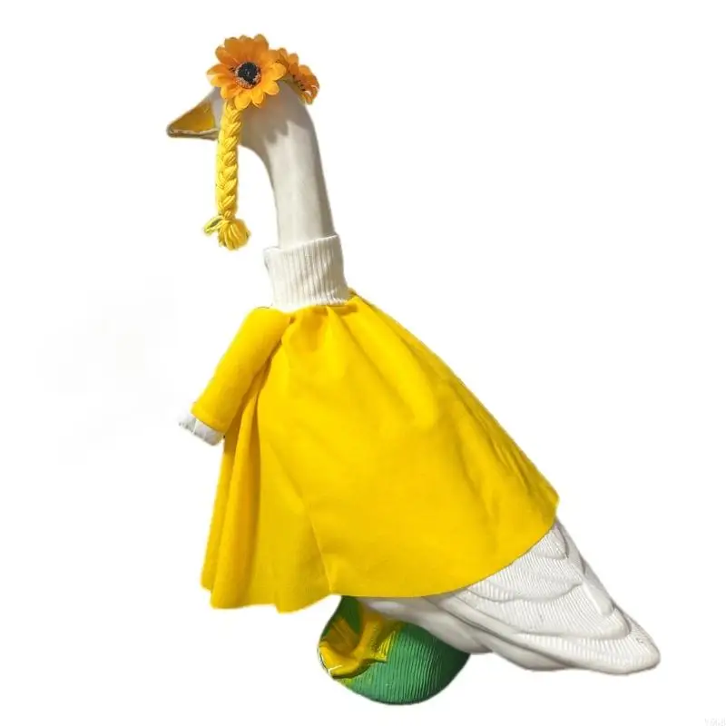 Porch Bird Outfit Yellow Flower Polyester Dress Cover for Entryway Display, Bright Figure Clothing for Garden and Seasonal Y5GB