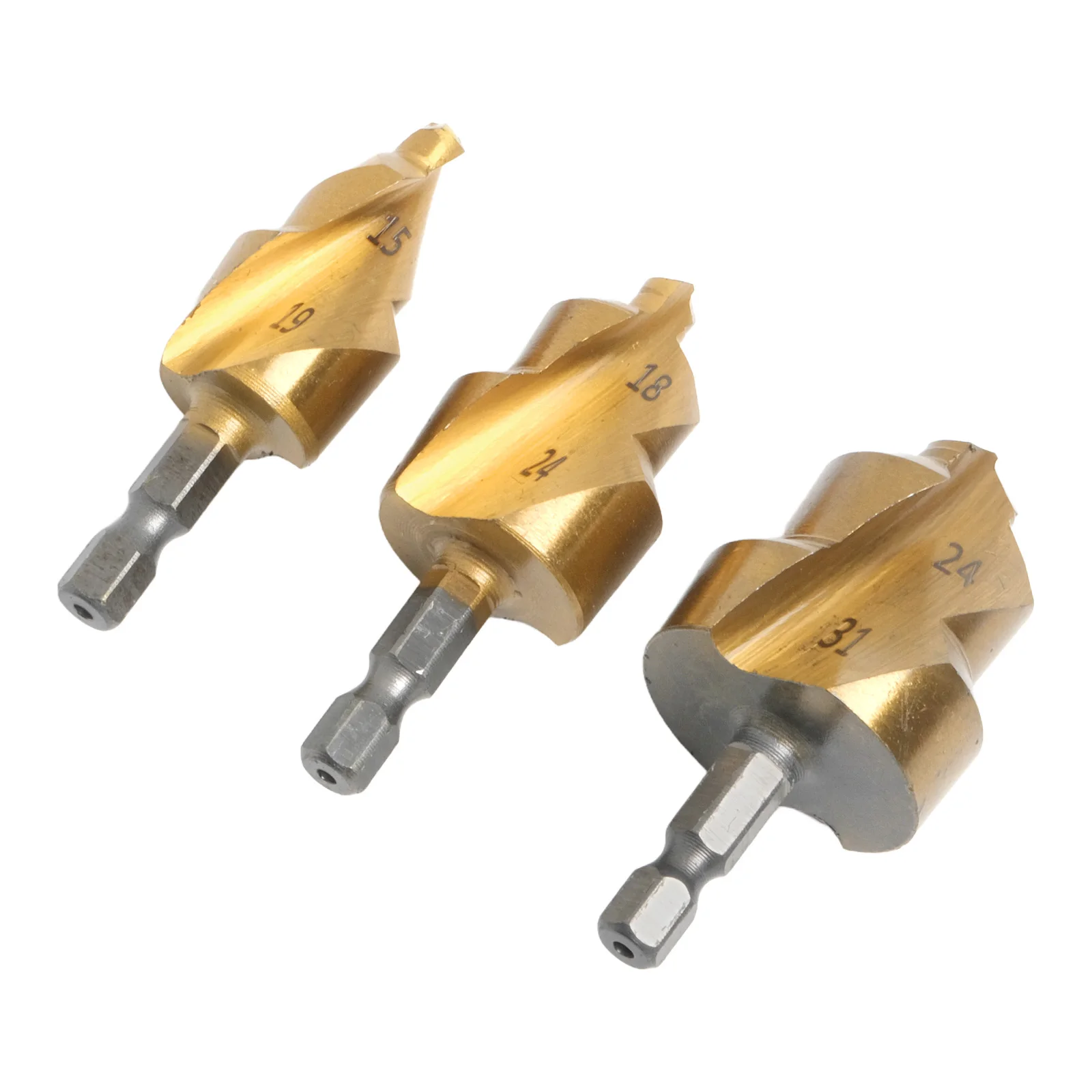 3pcs PPR Water Pipe Expansion Drill Bit Hex Shank Stepped Drill Bit Plumber Water Pipe Hole Spiral Lifting Drill Bit