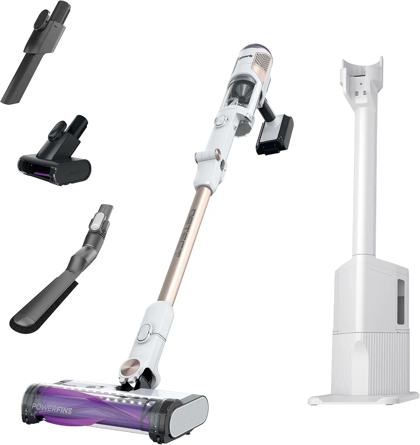 Lightweight Cordless Stick Vacuum for Pet Hair, Auto-Empty System with Charging Dock, HEPA Filter, Flexible Wand, Portable Handheld Design, Self-Cleaning Brushroll, and Tools (Renewed)