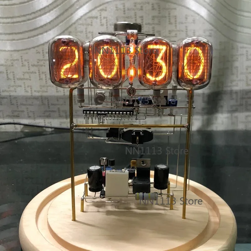 In12 Retro Desktop Vacuum-Tube Clock Cyberpunk Style Glass Glow Tube Nostalgic Handmade DIY Gift Creative Lighting Clock