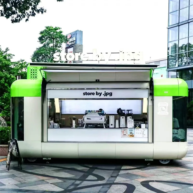 

OEM 23ft Airstream Stainless Steel Large Food Trailer Mobile Kitchen BBQ Coffee Truck Custom Design Manufacturer Price