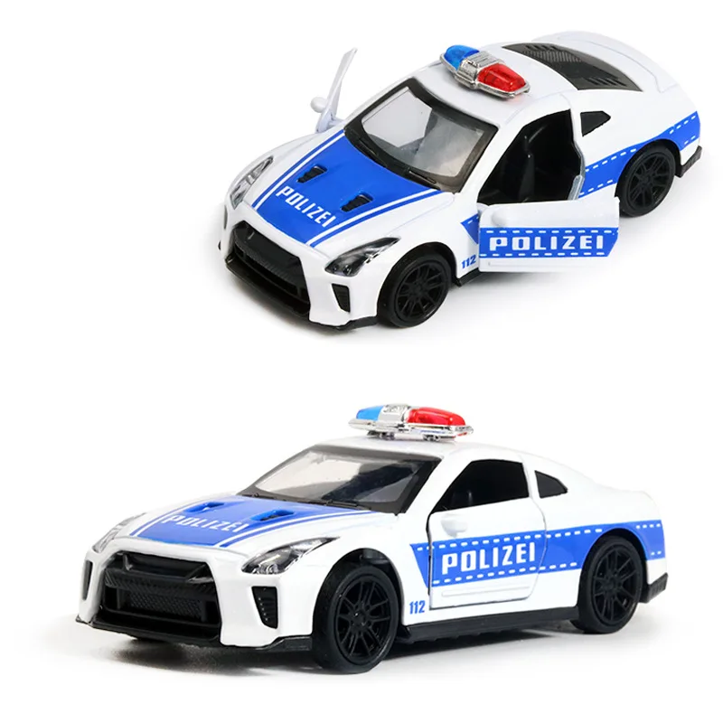 1:43 Die-cast Alloy Police Car Model Children\'s Toy with Openable Doors and Pull-back Function Simulation Alloy Car Models