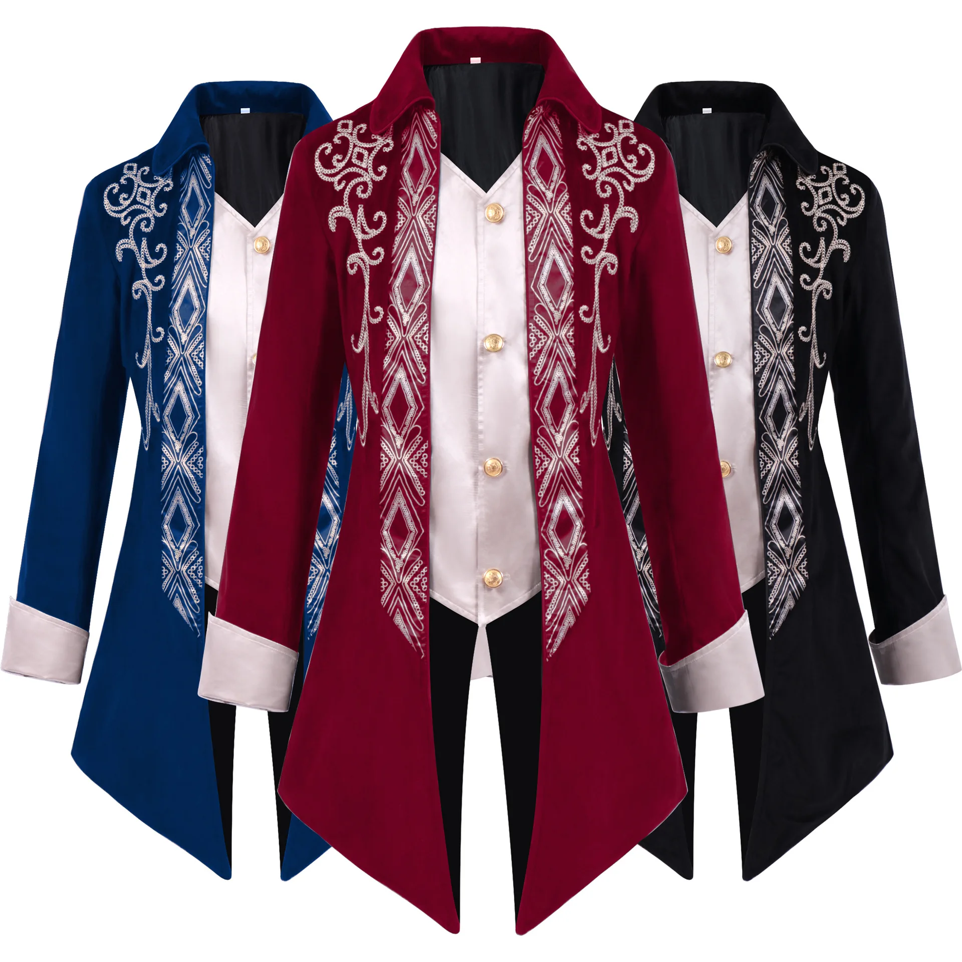 New Hot Halloween Men Steampunk Gothic Victorian Jacket Vintage Tailcoat Medieval Frock Coat Uniform Renaissance Costume Homme