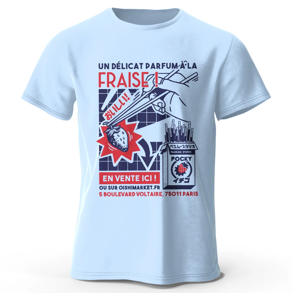 Vintage-T-Shirt „Erdbeer-Skizze“ aus 100 % Baumwolle – künstlerisches, handbemaltes Design, atmungsaktiv, für den Alltag