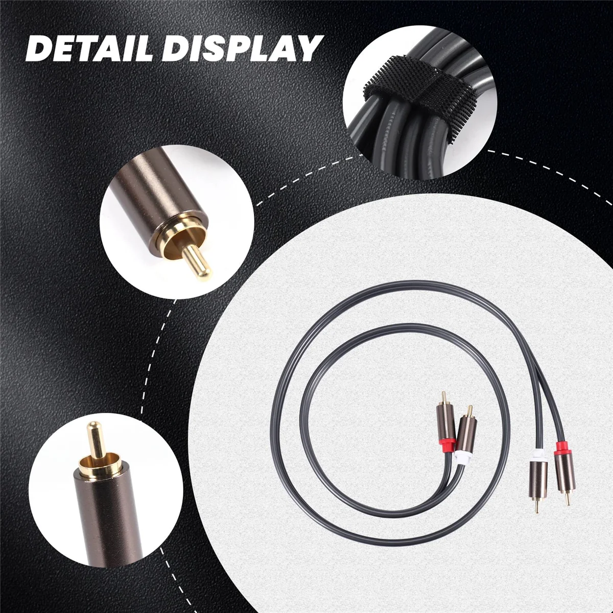 Rexlis 2 Rca a 2 Rca macho a macho Cable de Audio Hifi Ofc Av Cable de altavoz para Tv Dvd amplificador Subwoofer barra de sonido 1M DY