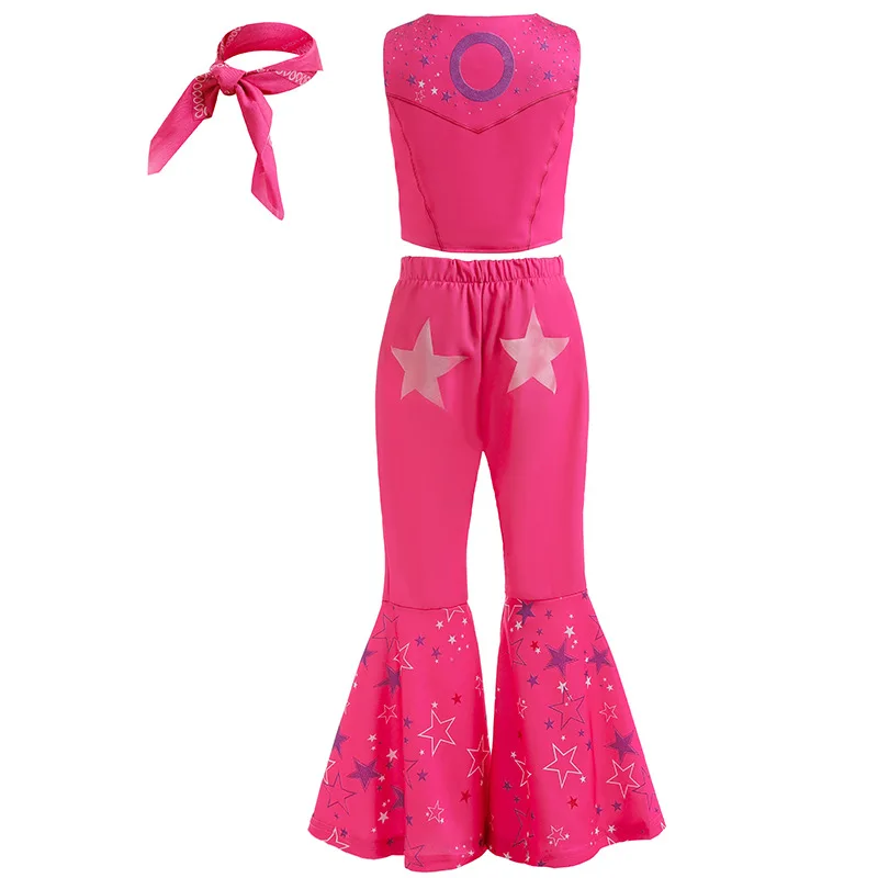 LZH Novelty Carnival Cosplay Costume For Girls Pink Top and Flared Trousers 2pcs Suits Children Halloween Birthday Party Clothes