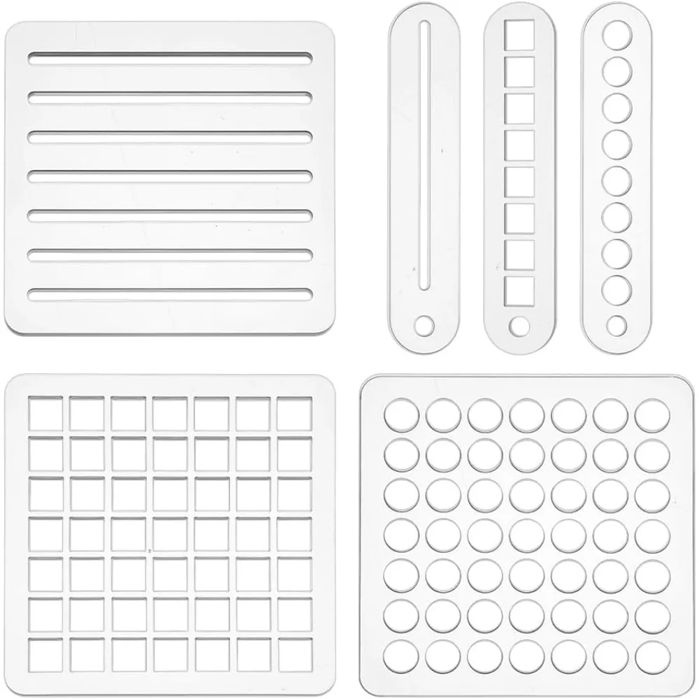 6 Styles Bullet Journaling Stencils Reusable Acrylic Template Mini Calendar Square Stencil Set for Dotted Journals Planner