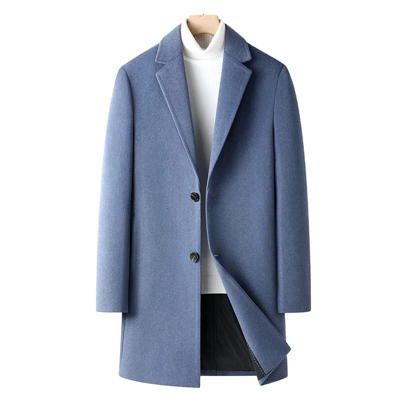 

New Style Winter Men's Woolen Overcoat Casual Korean Wool Long Coat Winter Trench Coat for Men