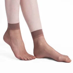 Confezione da 5 calze corte elastiche trasparenti in Nylon da donna estive calze trasparenti femminili calze di seta alla caviglia punta trasparente invisibile ultrasottile