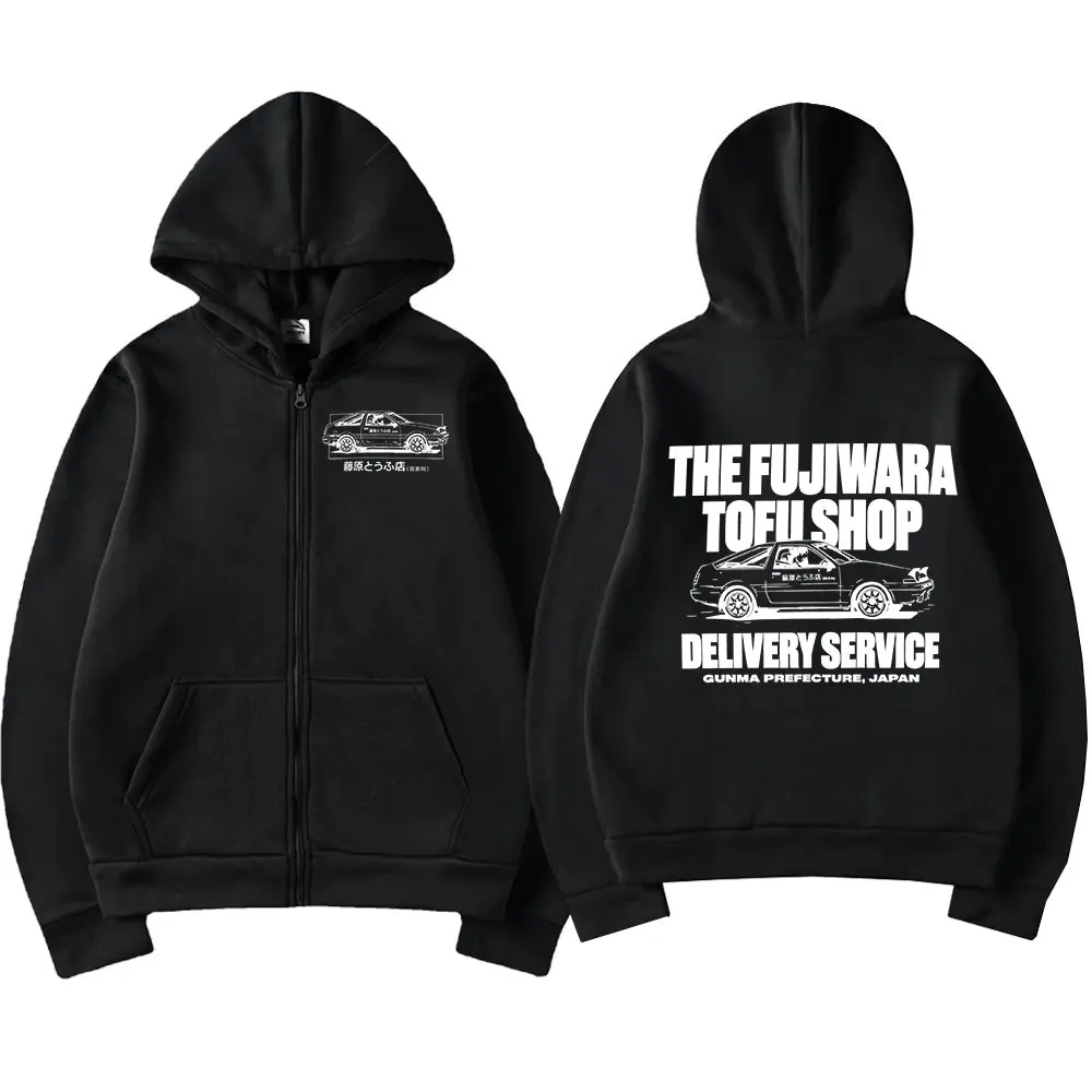 Anime Initial D Drift AE86 Takumi Fujiwara Tofu Shop JDM Auto Reißverschluss-Hoodies Herren Damen Kleidung Zip-Up Sweatshirts Jacken Mantel – Detail 6