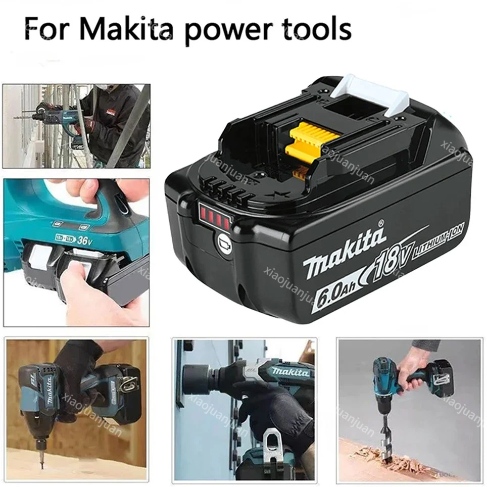 Makita-100 % Originele Oplaadbare Batterij Voor Elektrisch Gereedschap, Vervangbare Led Lithium-Ion, 6.0 Ah 18V Lxt Bl1860b Bl1860bl1850