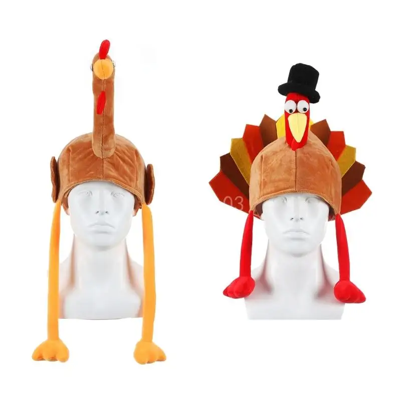 Q6PE Funny Carnival Chicken Leg Hat Christmas Thanksgiving Decoration Turkey Hat