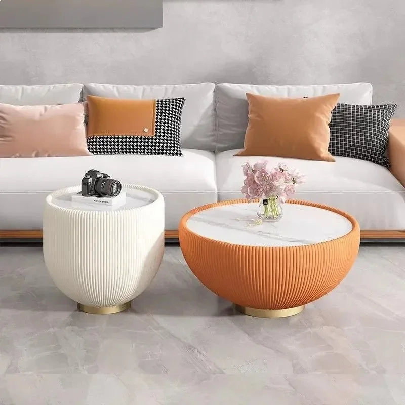 Internet celebrity round slate coffee table light luxury modern Italian small apartment simple living