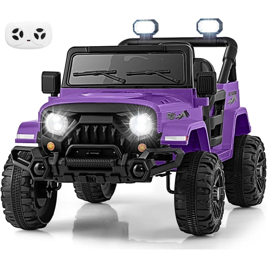 Ride on Truck 12V Battery Powered Electric Vehicle for with Remote Control Bluetooth Power Display LED Lights Music Player Ride