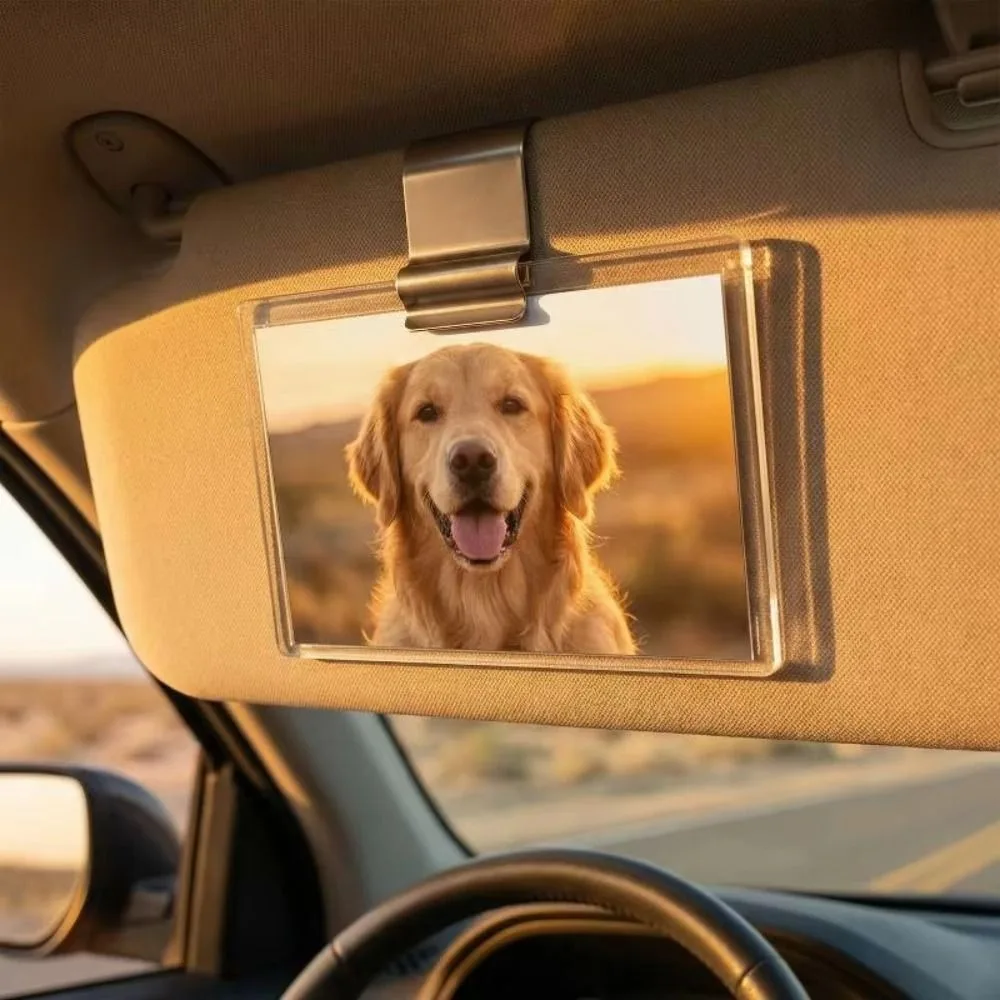 Lightweight Sun Visor Photo Holder Waterproof Transparent Magnetic Acrylic Photo Clip UV Protection Photo Frame