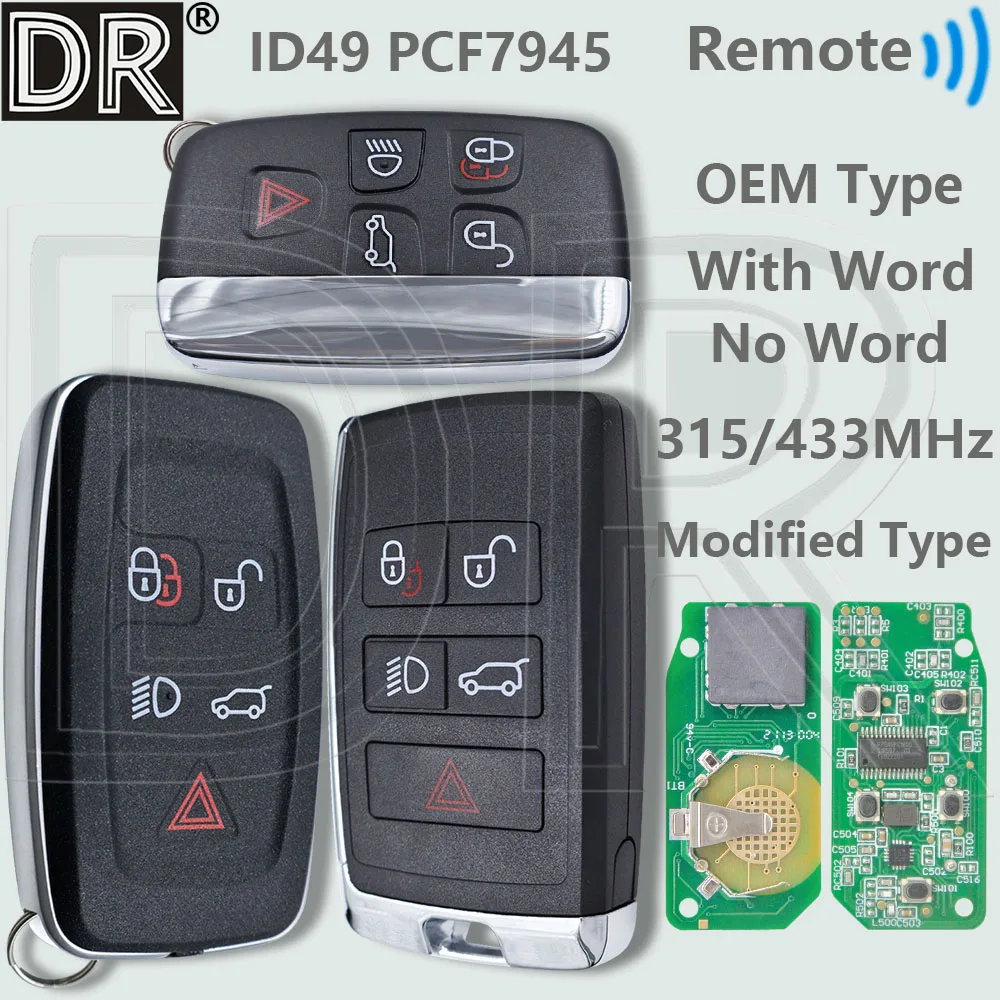 

DR KOBJTF10A ID49 Chip 315/433MHz Proximity Car Remote Key For Land Rover Range Rover Sport Evoque Freelander Jaguar Discovery 4
