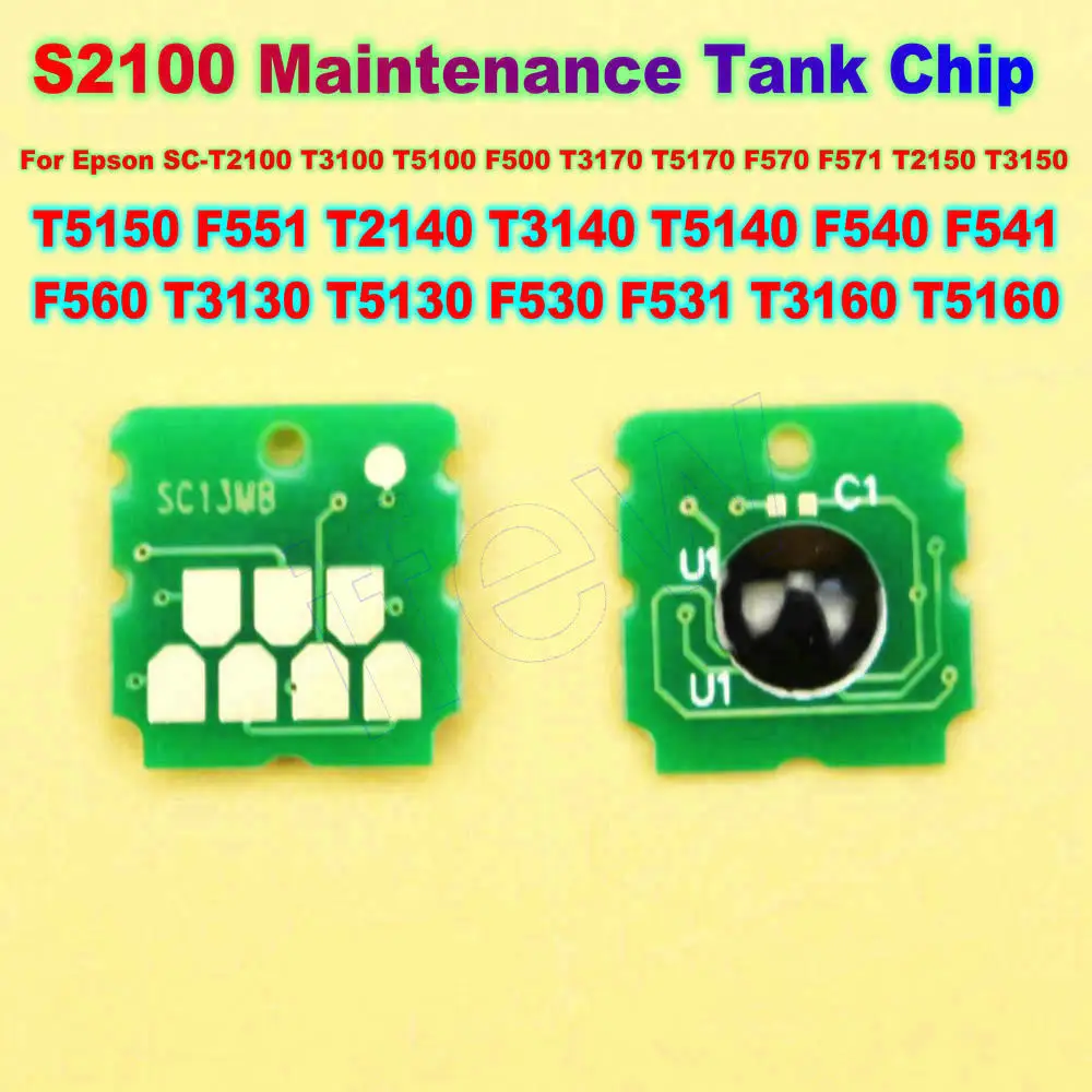 F570 T3170 Maintenance Box Ink Tank Chip for Epson F570 SC-F500 F550 T3180 T5180 T5170 T3100 T5100 S2100 Waste Ink Box Chips IC