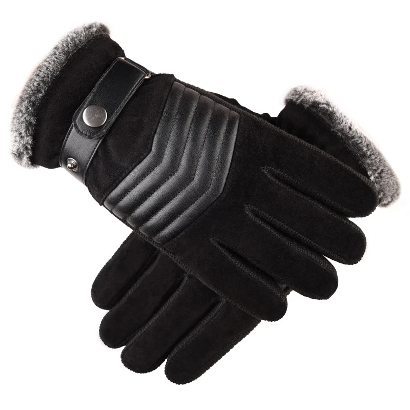 

Men's PU Leather Gloves Polyester Thick Warm Gloves Brown Driving Ski Winter Russia Winter