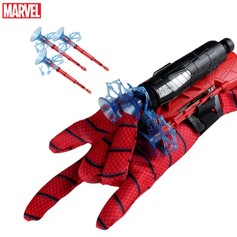 Marvel Spiderman Anime Figure Plastic Glove Launcher Cosplay Set Toy Superhero Wrist Launcher Kids Funny Toys Boy Children Gifts