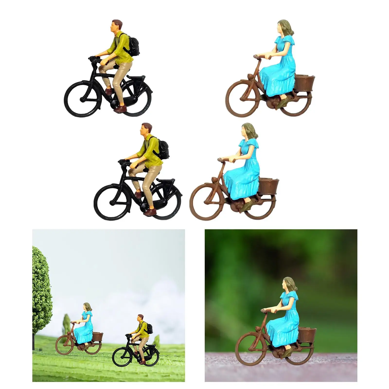 Resin 1/87 Scale Cyclist Figures Mini People Model Ornament Tiny People for DIY Scene Diorama Dollhouse Layout Decor