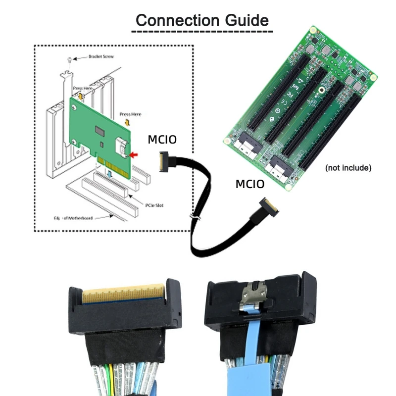 Zihan SFF-8654 Extender Cable PCI-E 5.0 SFF-8654 SAS 8i 74Pin Male to SFF-8654 SAS 4.0 74Pin Male  Length 50cm