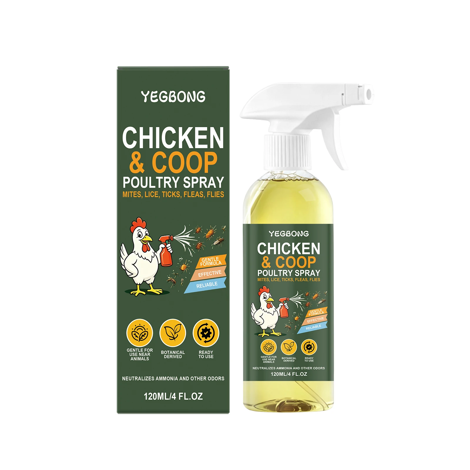 Hühnerstall-Spray für Hühnerställe und Hühnerhäuser, reduziert Milben, Läuse, Zecken, Flöhe und Fliegen, desodoriert, hält frisch, Geflügelpflege – Detail 1