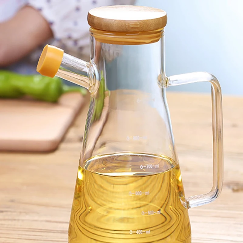 2X 900Ml Transparent Glass Oil Bottle, With Handle Oil Bottle, Suitable For Kitchen Tools Soy Vinegar Sauce Container